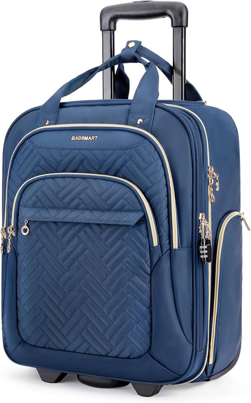 Compact 16-Inch Underseat Carry-On Luggage - Dark Blue Travel Essential