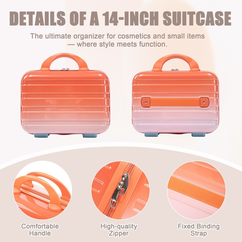 14/20 Inch 2PCS Gradient PC Spinner Luggage Set Carry On Suitcase Lock gallery