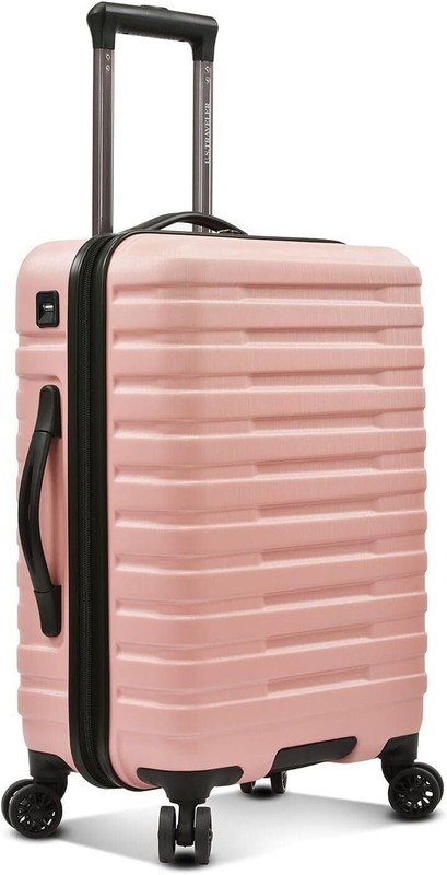 22-In Hardside Rugged Travel Suitcase Carry-on Luggage w/8 Spinner Wheels Pink