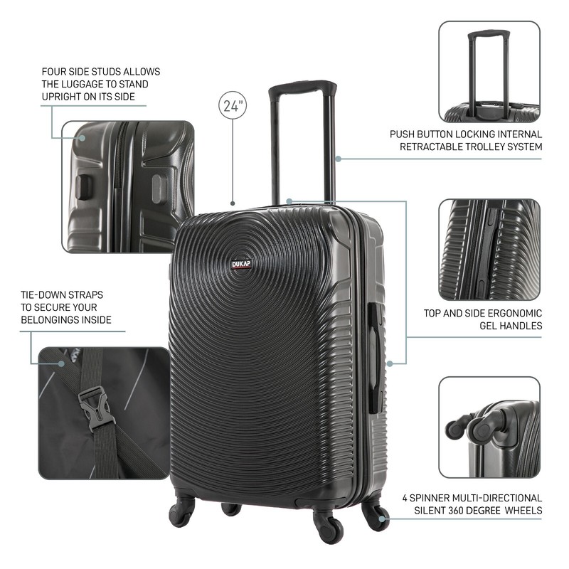 DUKAP Inception 24" Hard Shell Checked Luggage Spinner Wheels Travel Suitcase gallery