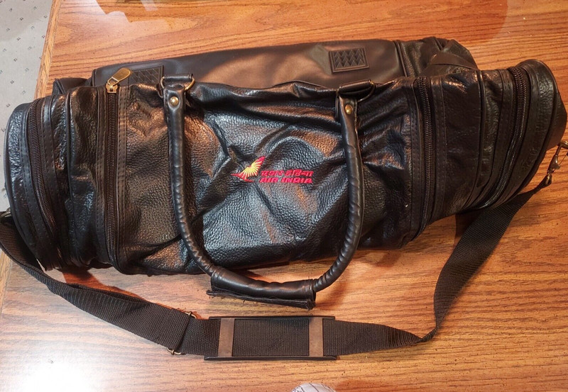 Leather Carry On Overnight Bag Suitcase Luggage Duffle Air India NEW