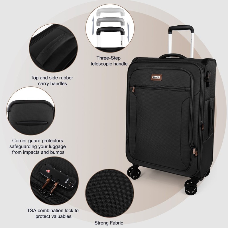 3 Piece Softside Luggage Set Expandable Soft Shell Spinner Luggage with TSA Lock gallery