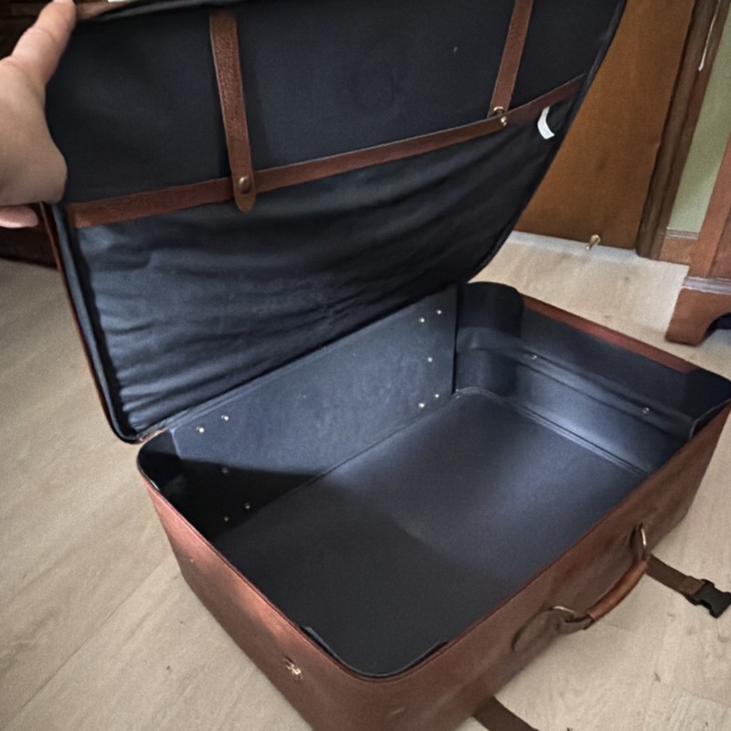 Compass Solid Leather Vintage Rolling Suitcase, gallery