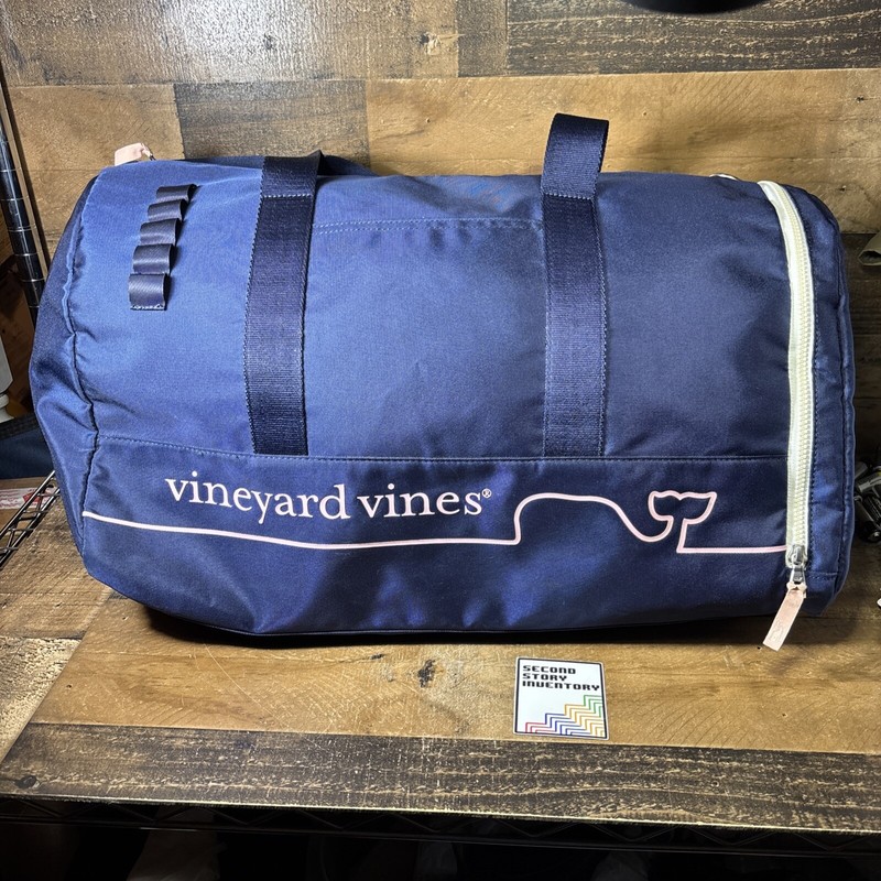 VINEYARD VINES Target Whale Line Weekender Duffel Bag in Navy Pink