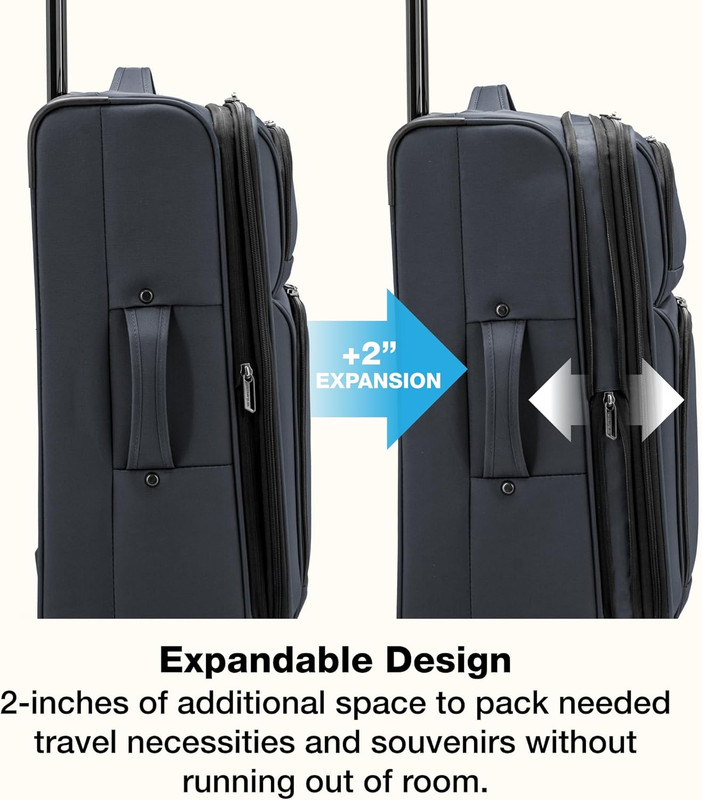 Anzio Softside Expandable Spinner Luggage, Dark Grey, Checked-Medium 26-Inch gallery