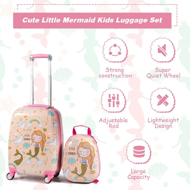 18" Carry On Suitcase & 12" Backpack Mermaid 2PC Kids Luggage Set CHristmas gallery