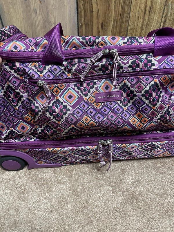 Vera Bradley Ripstop Foldable Rolling Duffle Bag Diamond Dreams Suitcase Purple gallery