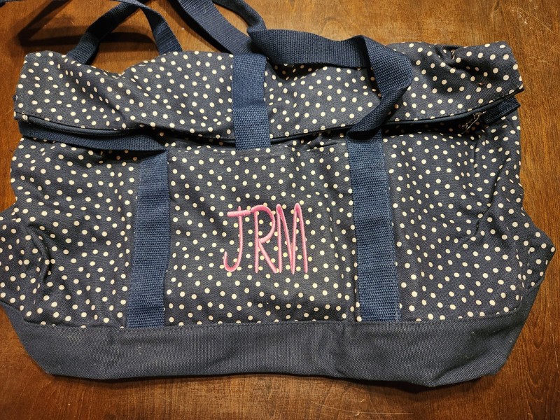 Thirty One Fold Over Weekender - Personalized JRM Rasberry On Navy gallery