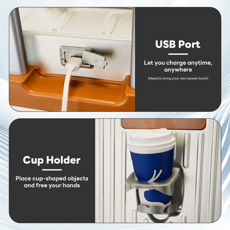 2pc Luggage Set 22" 26" Hardshell Spinner Suitcase USB Cup Phone Holder TSA Lock gallery