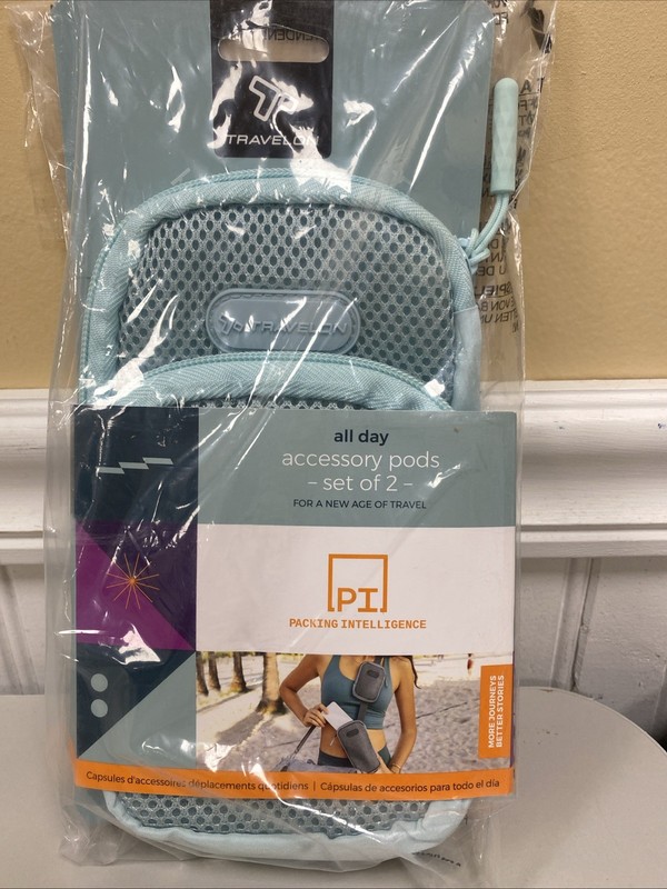 TRAVELON PI All Day Accessory Pods Set of 2 Ice Mint Travel New