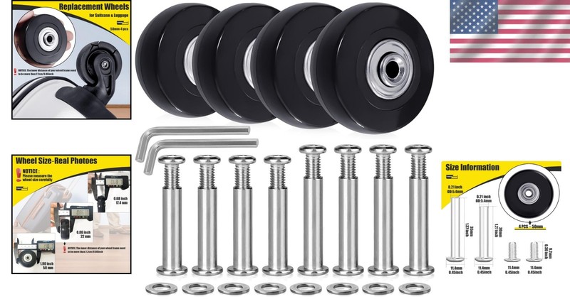 Universal 50mm PVC Replacement Wheels for Suitcases - Smooth & Wear-Resistant gallery