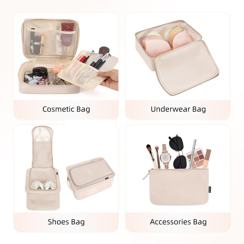 BAGAIL 8 Set Packing Cubes Luggage Packing Organizers for Travel Accessories-Cre gallery