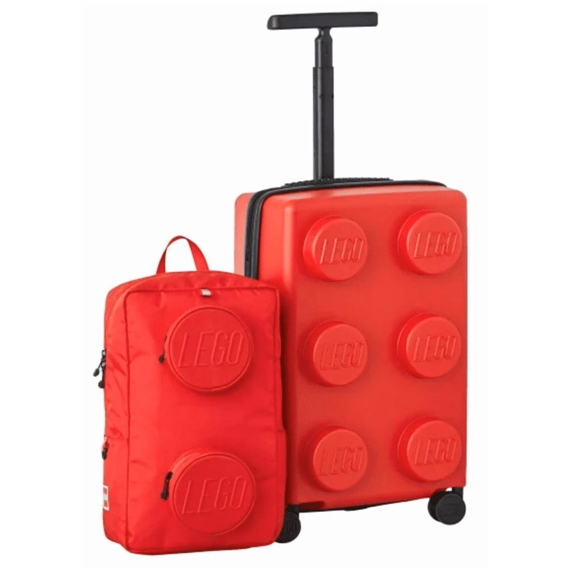 LEGO 2-Piece Luggage Set Expandable Trolley & Backpack Travel Bag New-RED