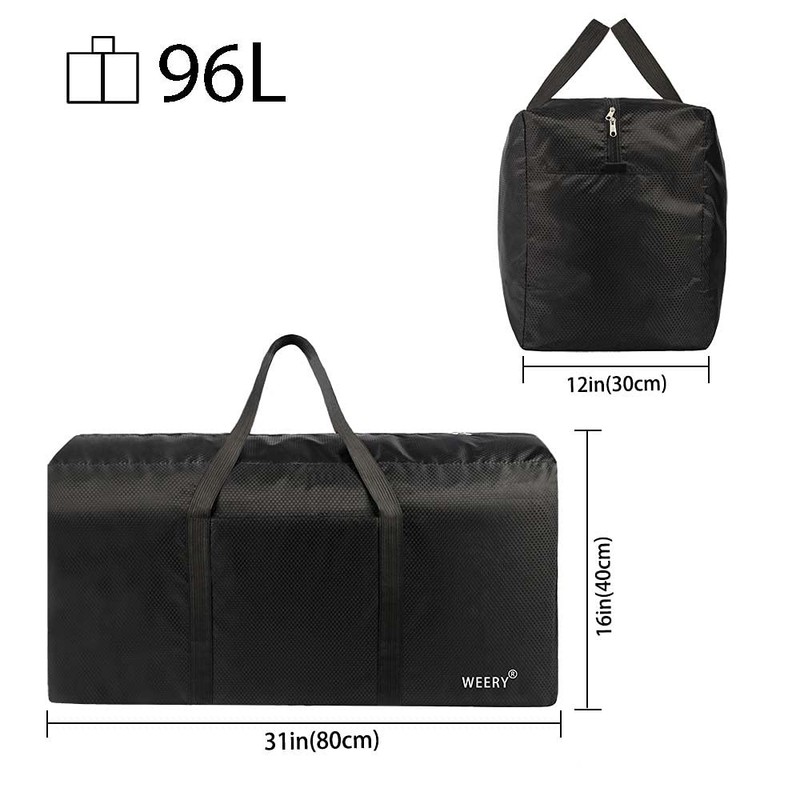 96L Extra Large Duffle Bag Waterproof Foldable Travel Gym Bag Black Unisex gallery