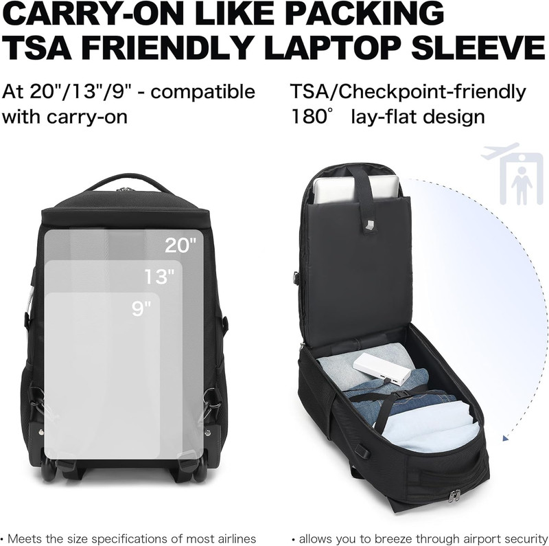17" Water Resistant Rolling Backpack Trolley Suitcase for Travel & College gallery