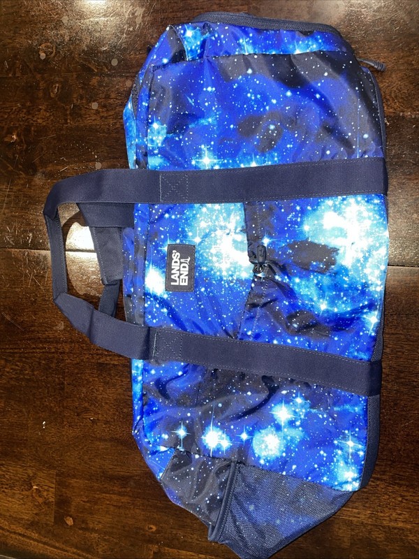 RARE Lands End Lighthouse Duffle Bag For Athletics or Travel Blue Galaxy Space