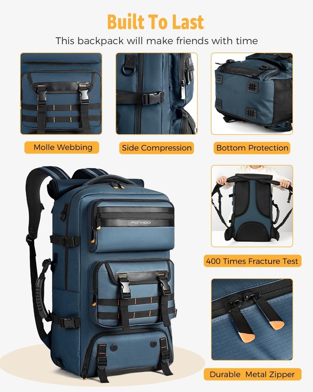 Ponhog Travel Backpack for Men, 50L Carry On Flight Approved Convertible Duff... gallery
