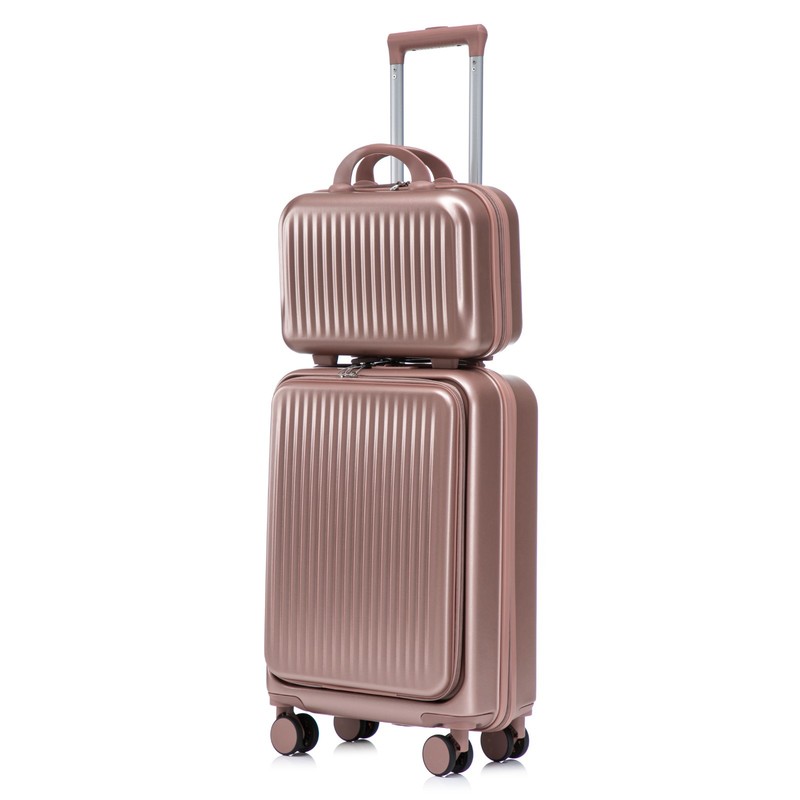 14″ 20″ ABS Spinner Luggage Set Front Opening Cosmetic Case
