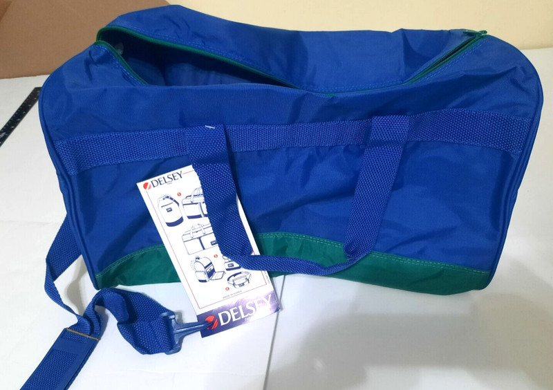 OK Delsey Paris 20 In Duffel Travel Bag Blue Green Vintage 1990s 1991 NOS