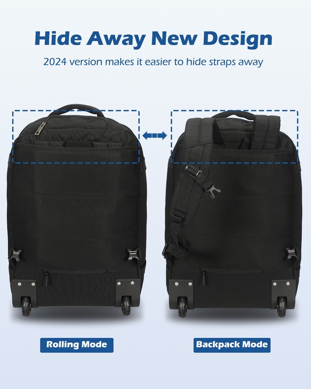 Hynes Eagle 42L Rolling Wheels Backpack Flight Approved Luggage 22 in Carry Ons gallery