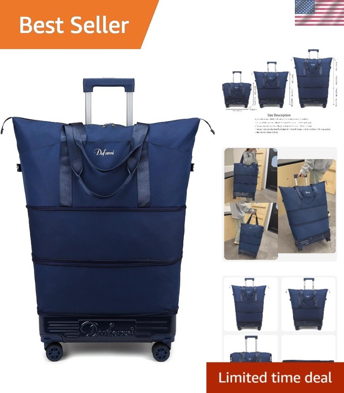 Lightweight Large Capacity Travel Duffle Tote, Foldable & Stylish in Dark Blue