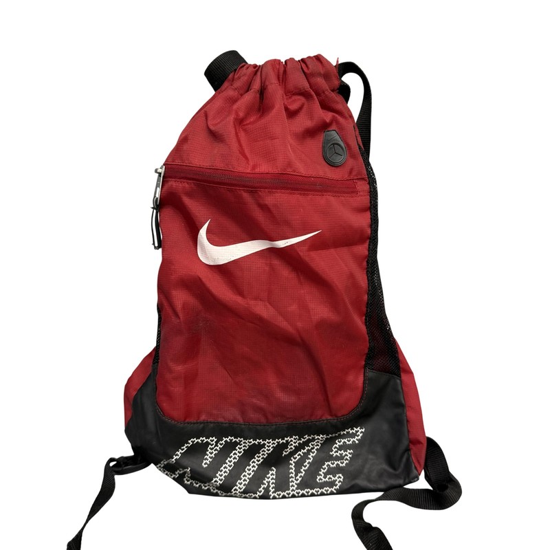Nike Red Drawstring Backpack 16in Gym Sack Bag Mens Lightweight Sports Travel