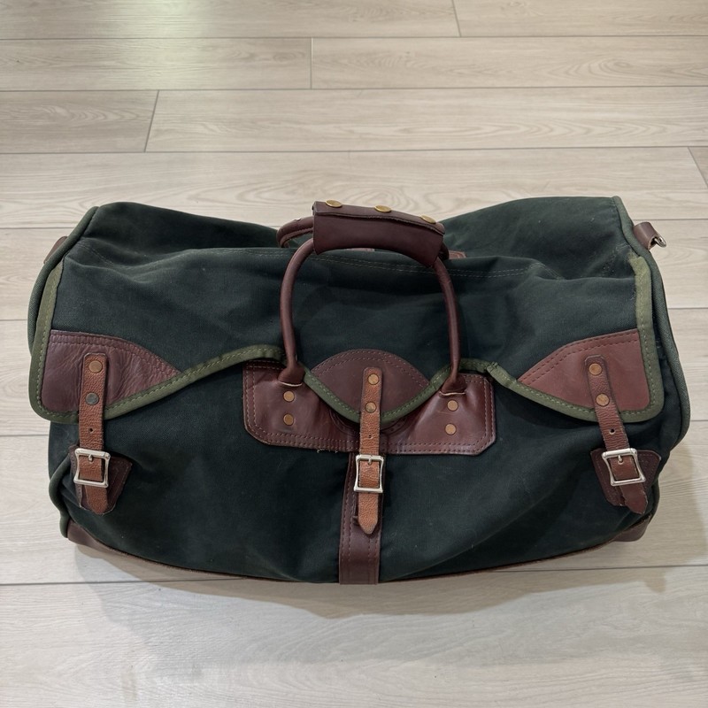 Vintage Orvis Gokey Battenkill Green Leather Weekender Luggage Duffle Bag 24″