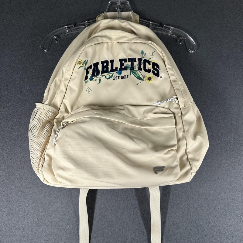 Fabletics Beige 18″ Floral Backpack Womens OS Travel Daypack Water Bottle Bag