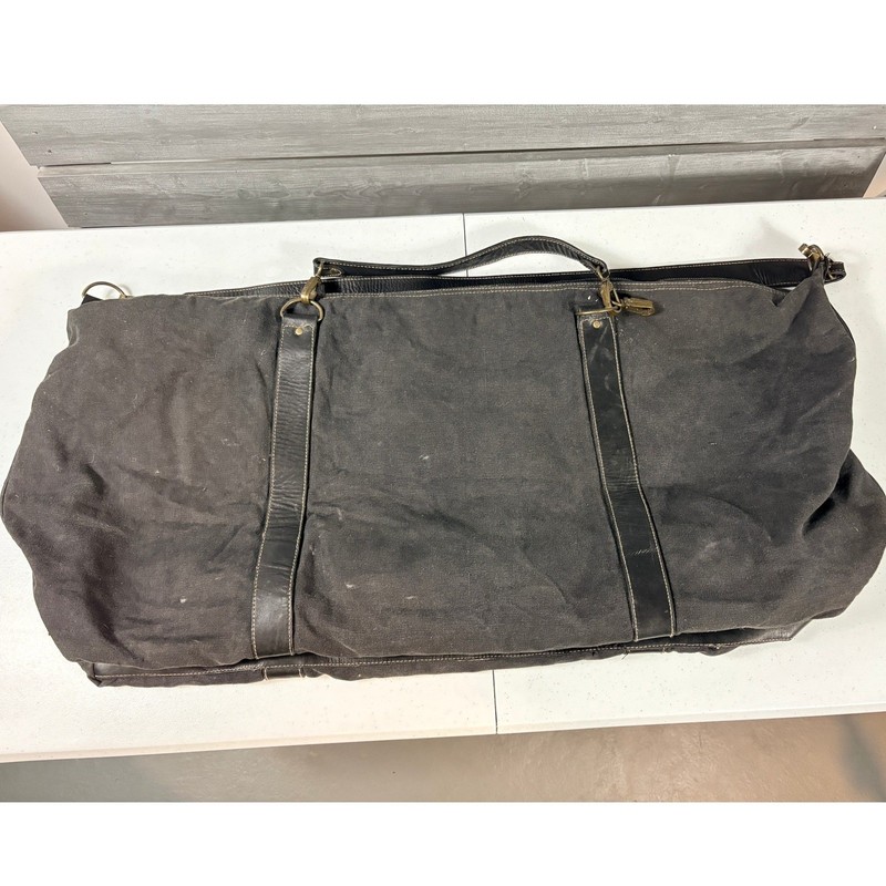 Mossimo Big Rig Black Canvas Leather Trim Duffel Bag Tool Travel Gym Luggage gallery