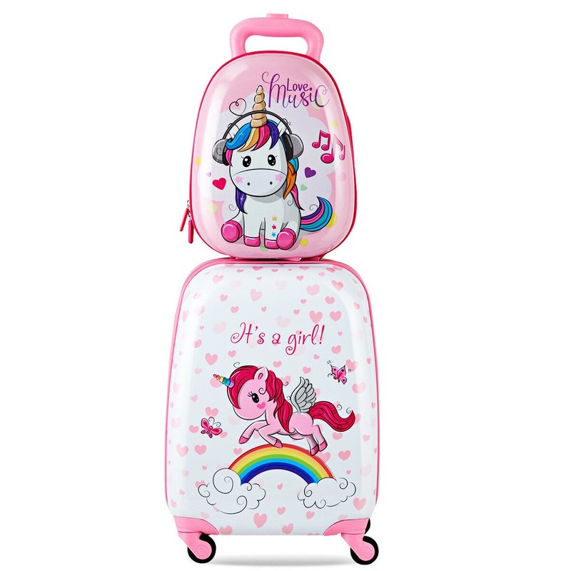 2PC Kids Luggage Set 12" Backpack & 16" Rolling Suitcase for School Travel ABS gallery