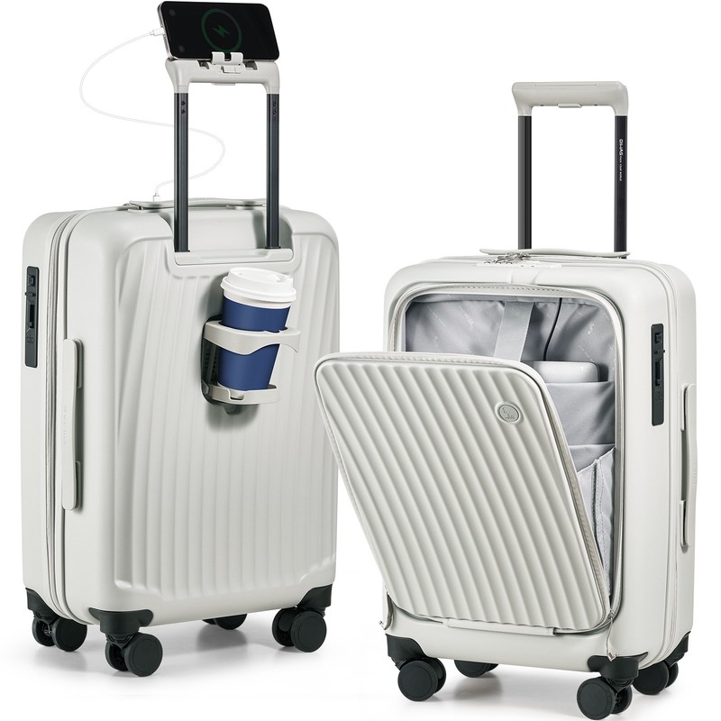 20" Carry On Luggage Front Open Hardside Suitcase with Spinner Wheels & TSA Lock gallery