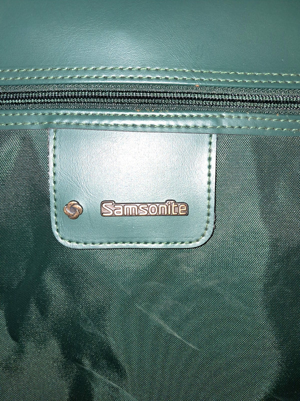 Vintage 44"x24" Green Samsonite Canvas & Leather Bifold Hanging Garment Bag gallery