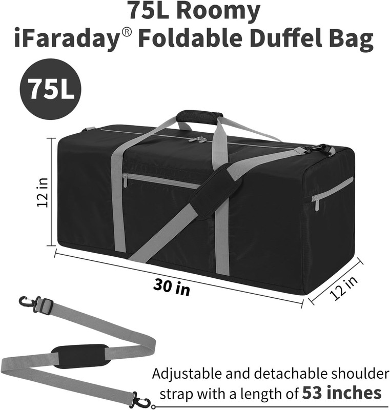 Foldable Duffel Bag 30 Inch 75L Large Lightweight Luggage for Camping Storage-B gallery