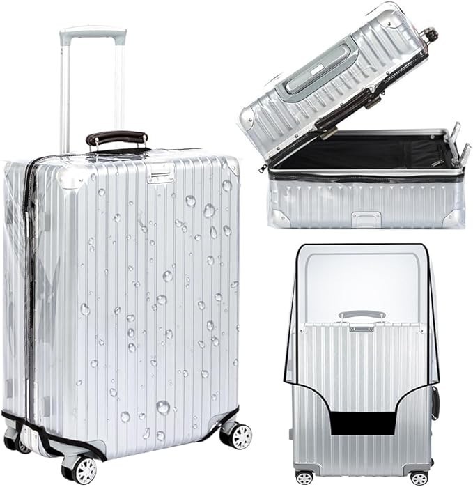 Veki Clear Suitcase Cover PVC Protector with Zip, Waterproof Transparent Lugg...
