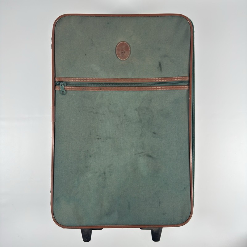 Vintage 80s Polo Ralph Lauren Suitcase Hunter Green Roller Wheels Carry On Size
