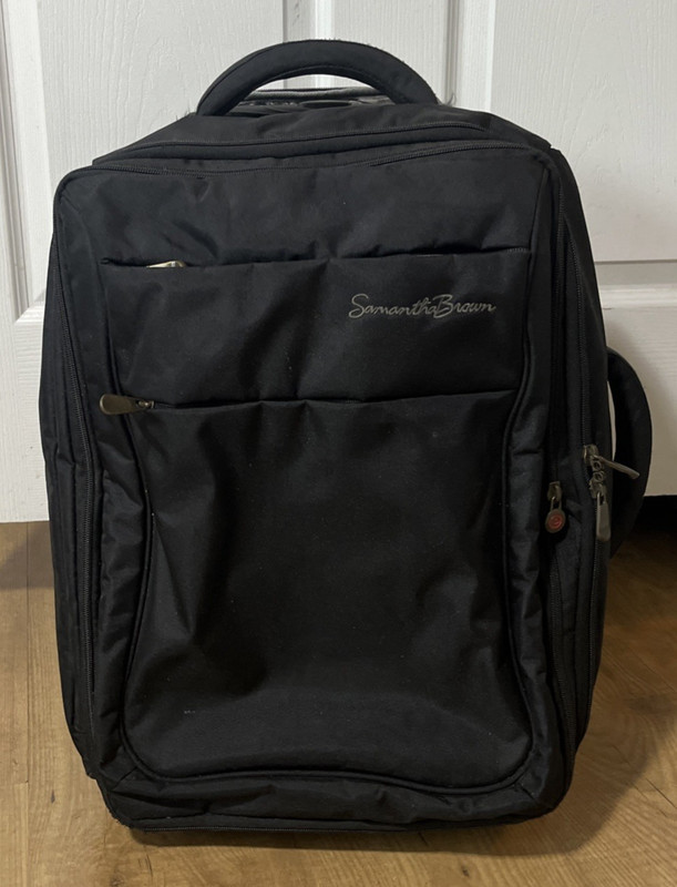 Samantha Brown 2 Wheels Rolling Carry-On Black Suitcase Retractable Handle