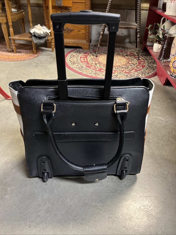 Cabrelli Laura Lock Rolling Computer Bag/Briefcase Black, White, Cognac Leather gallery