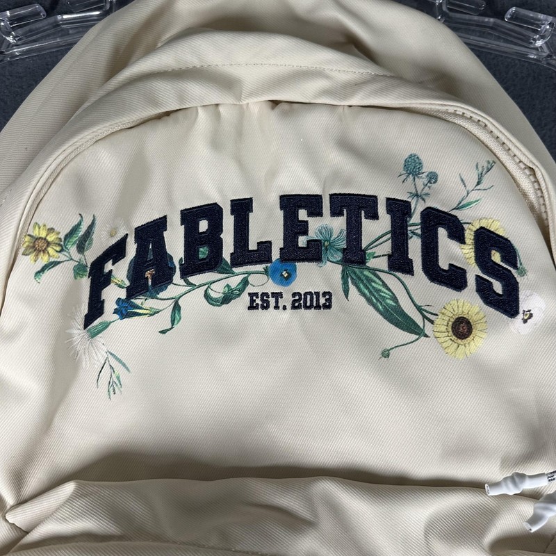 Fabletics Beige 18" Floral Backpack Womens OS Travel Daypack Water Bottle Bag gallery