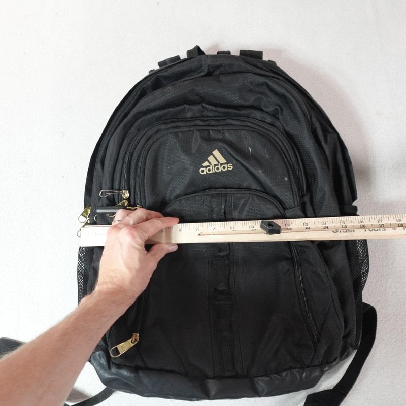 adidas Loadspring Backpack Black Gold Logo School Travel Bag Mesh Pockets Laptop gallery