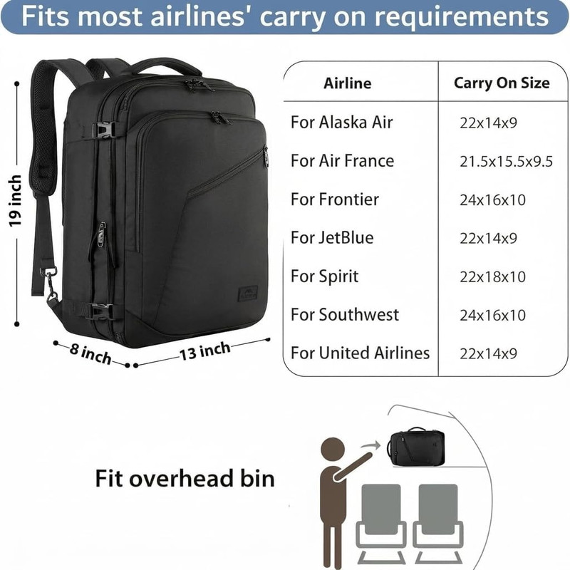 MATEIN Carry on Backpack, Extra Large Travel Backpack Expandable Airplane Approv gallery