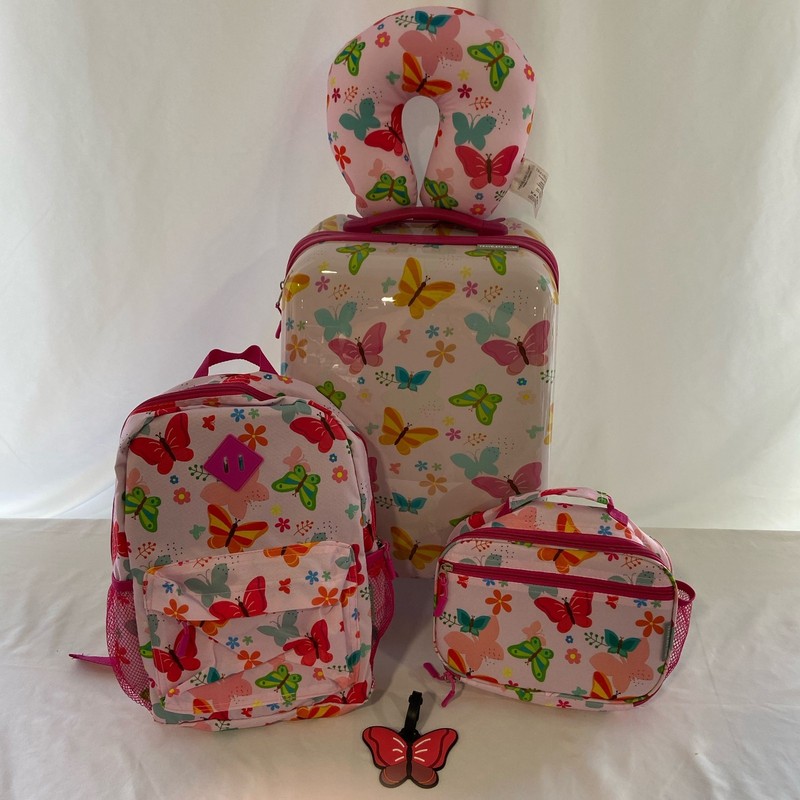 Travelers Club Kids 5pc Luggage Set, Butterfly, 18″ Carry-On