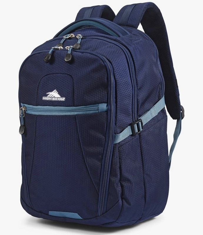 High Sierra Fairlead Computer Laptop Travel Backpack with Zipper Closure, Blue
