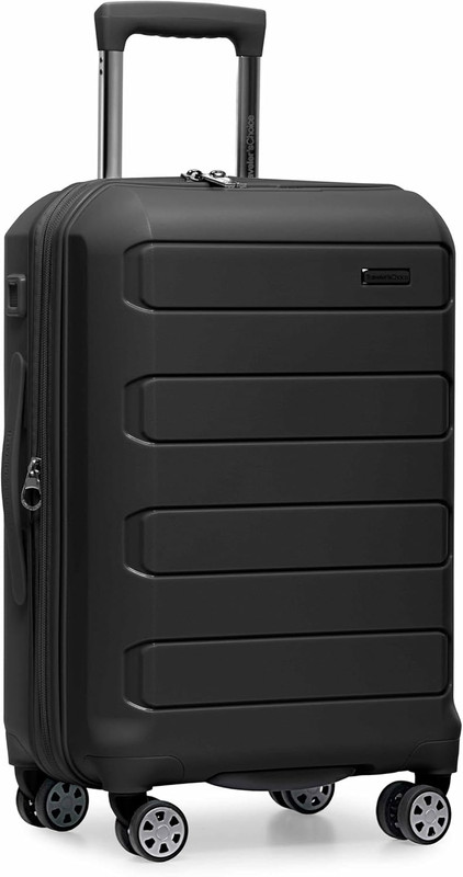 Pagosa Hardshell Expandable Luggage with Spinner Wheels, Black, 22-Inch Carry-On