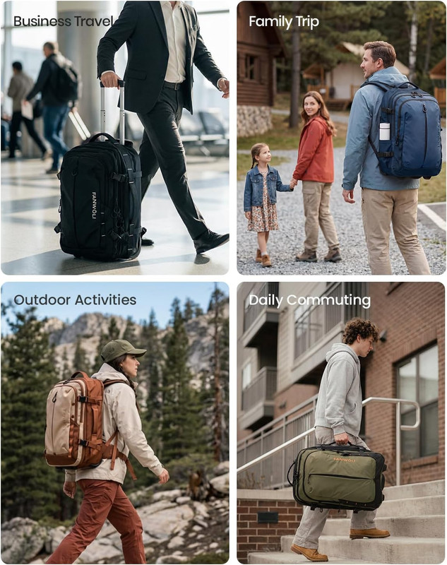 Rolling Vacuum Backpack Travel with One-Button Compression, 55L Expandable, Wate gallery