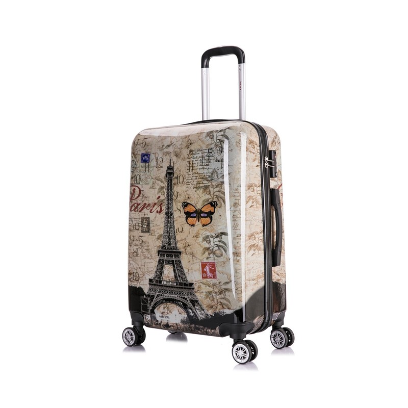 InUSA Print 24″ Hard Shell Checked Luggage Spinner Wheels Travel Suitcase
