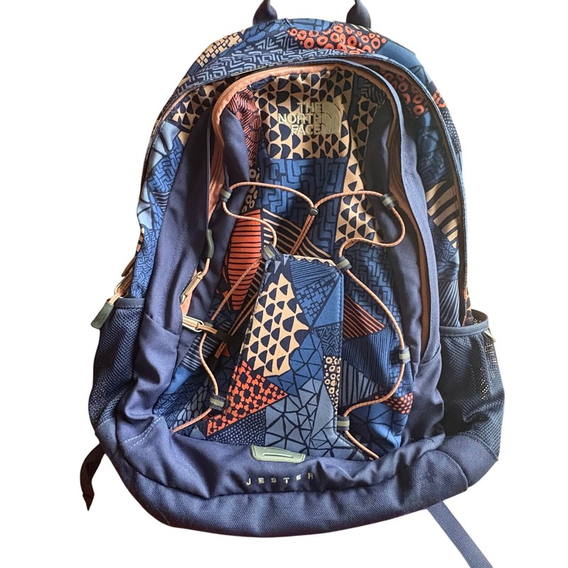 The North Face Jester Backpack Navy Blue Orange Geometric Laptop School