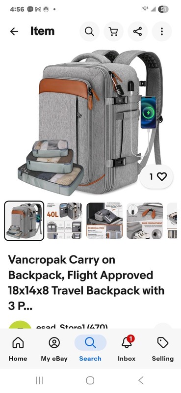 Vancropak Carry on Backpack, Flight Approved 18x14x8 Travel Backpack with 1 Pc gallery