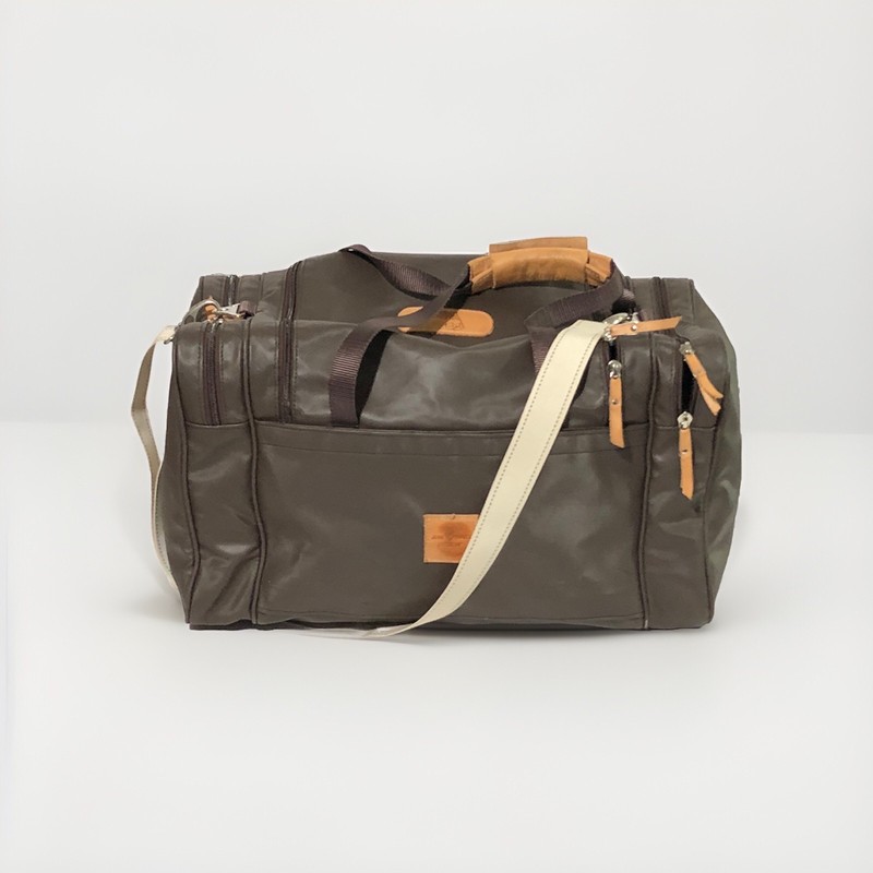 Jon Hart Square Weekender Travel Bag 20” X 12” Duffle Luggage Brown Coated