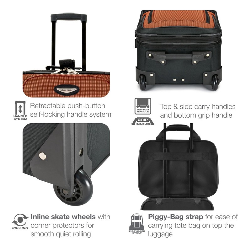 Expandable Softside Luggage Set with Rolling Wheels – 4-Piece Orange Set gallery