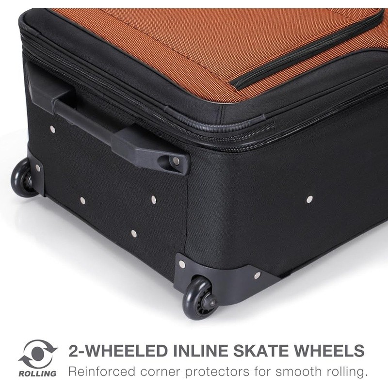 Durable 1200D Polyester Expandable Carry-On Travel Set W/ Inline Skate Wheels US gallery